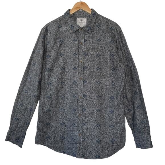 Mens Blue Print Button Down Casual Heavyweight Cotton Southwestern Print Size XL - Picture 1 of 9